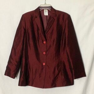 Made In Italy Motivi Shimmery Deep Burgundy Jacket Size 10